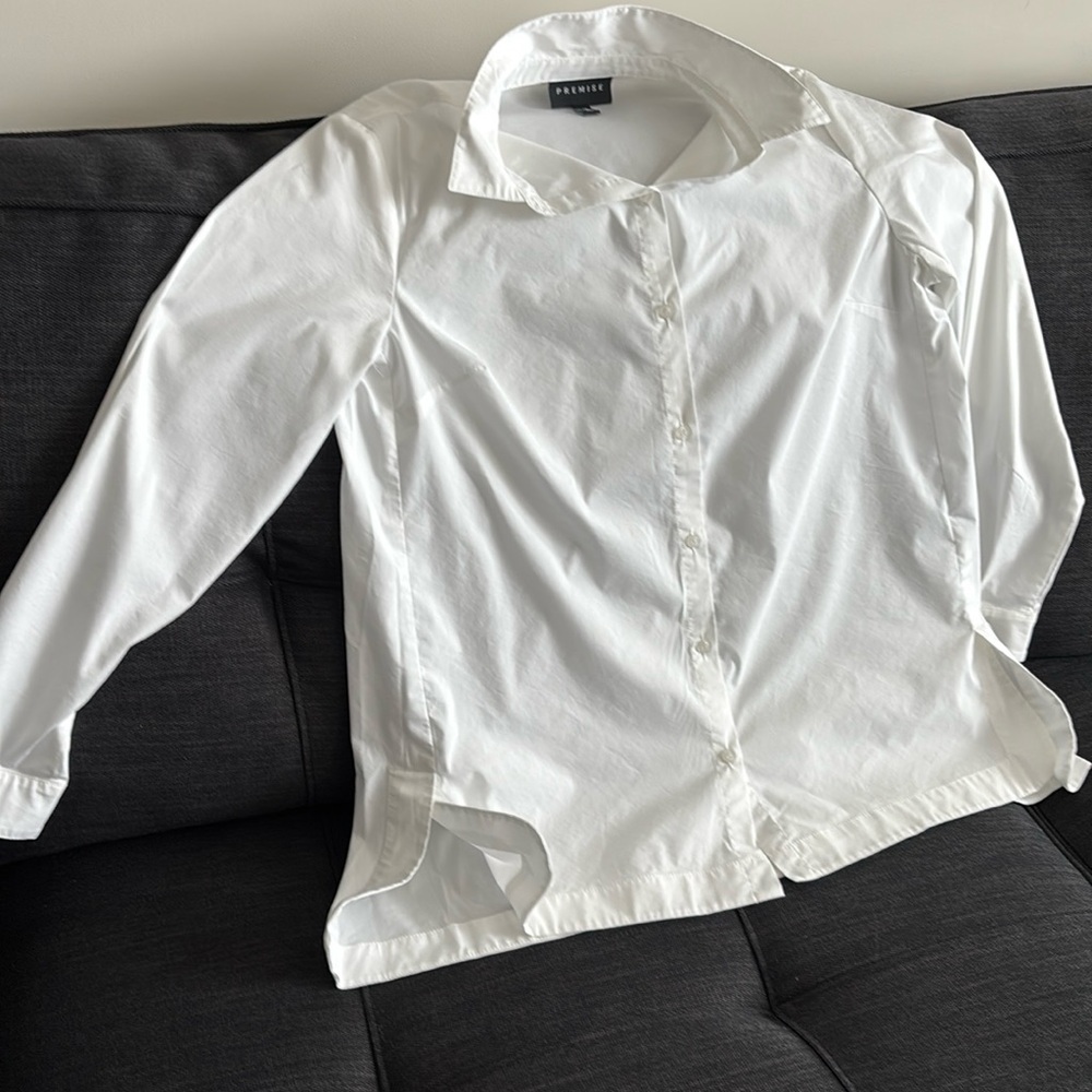 Premise, Crisp White Tunic length Shirt, women size Large